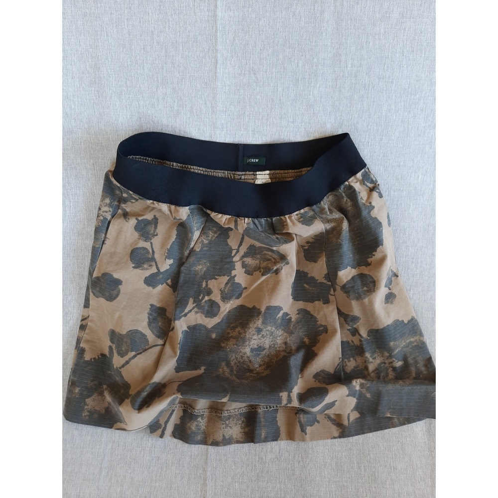 J. Crew Women 6 Pure Cotton Stretch Waistband Military Green/Brown Mini‎ Skirt